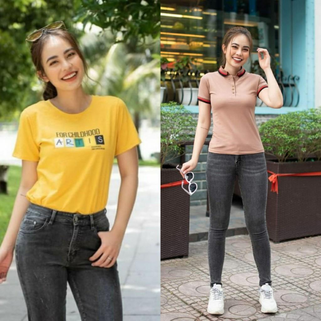 Quần Jean Nữ Khói Xước Lưng Cao