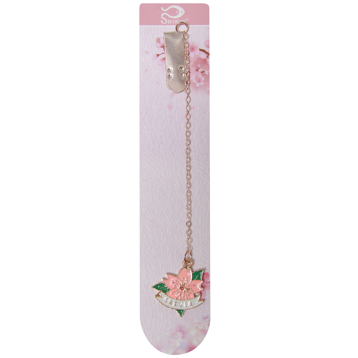 Bookmark Kẹp Sách Kim Loại Phối Charm Hình Hoa Sakura - Mẫu 4