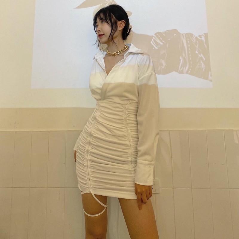 Váy body dây rút chất cotton