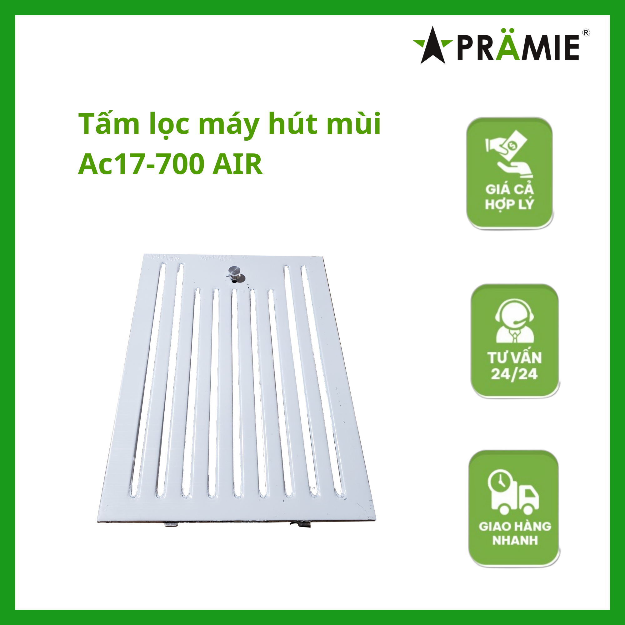 Máy hút mùi kính cong Pramie AC17-700 AIR_Vẫy tay_ Hàng nhập khẩu Thái Lan