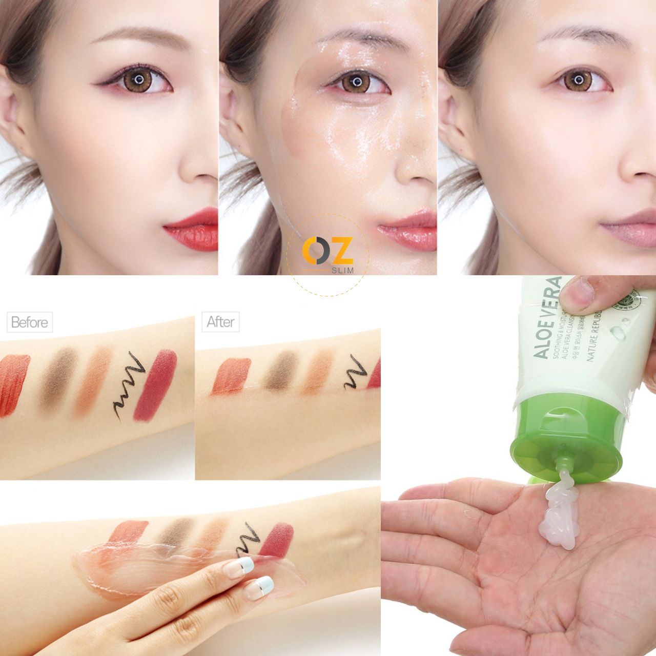 Kem tẩy trang cho mọi loại da Hàn Quốc Nature Republic Soothing &amp; Moisture Aloe Vera Cleansing Gel Cream