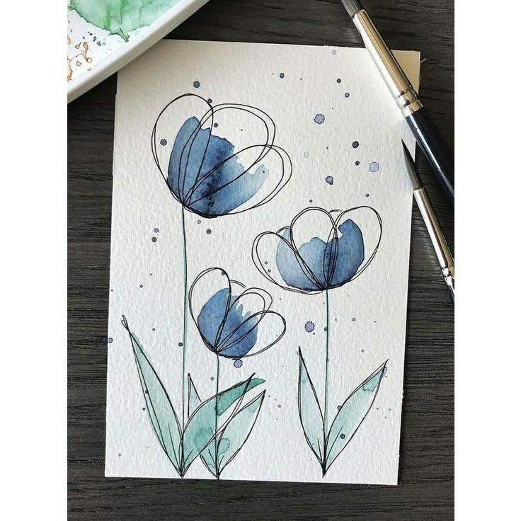 Thiệp vẽ tay Classy bằng màu nước trên nền giấy art, kích thước 8.5 * 6.5 cm đi kèm với phong bì CLASSY STUDIO