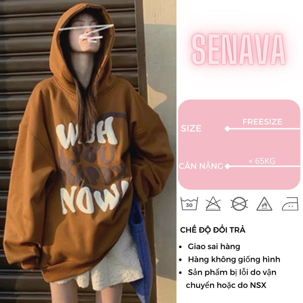 Áo hoodie nữ Oversize Logo In form rộng kiểu dáng basic