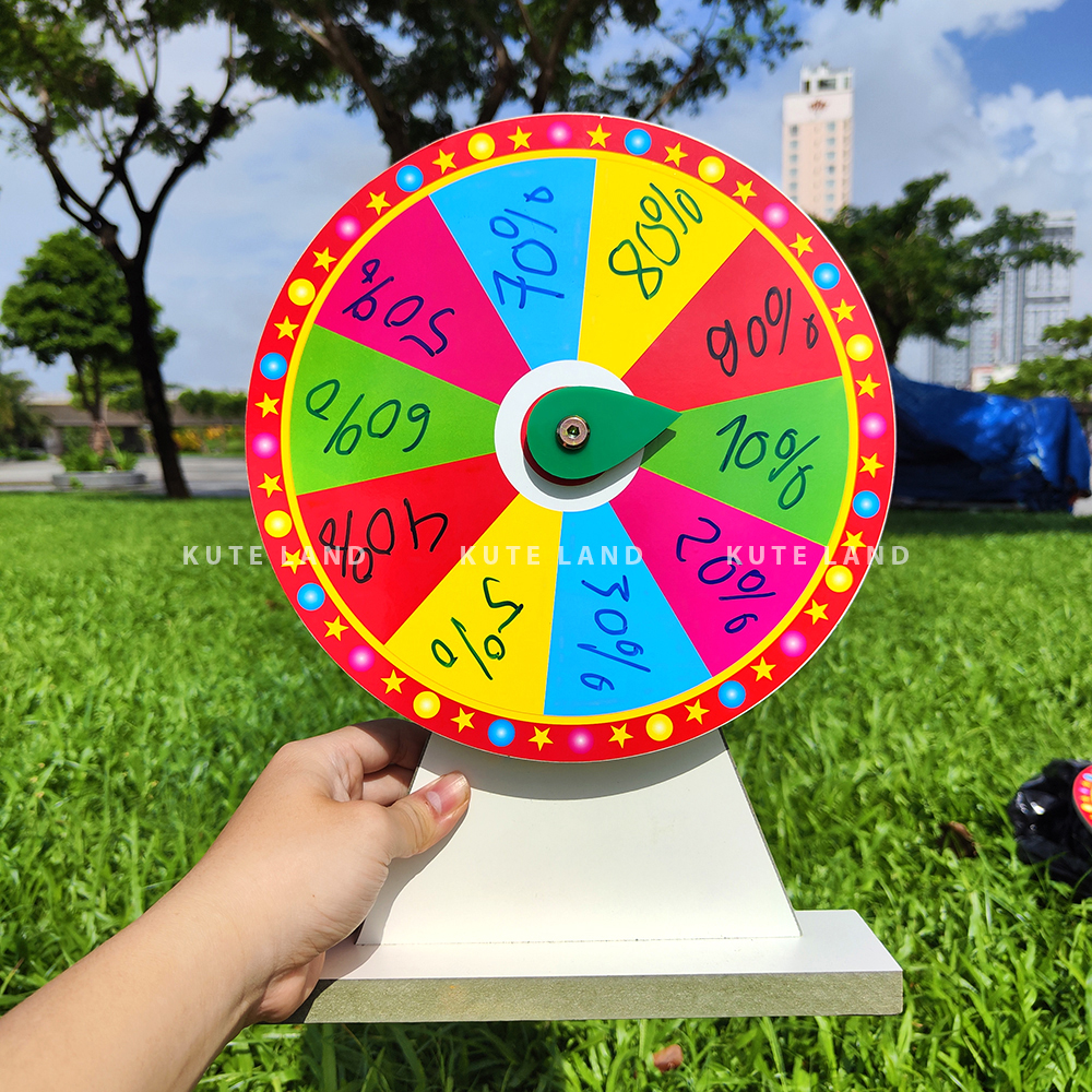 Vòng quay may mắn size 25 cao 35 cm lucky wheel trúng thưởng sáng tạo nội dung với bút bi dành cho sự kiện