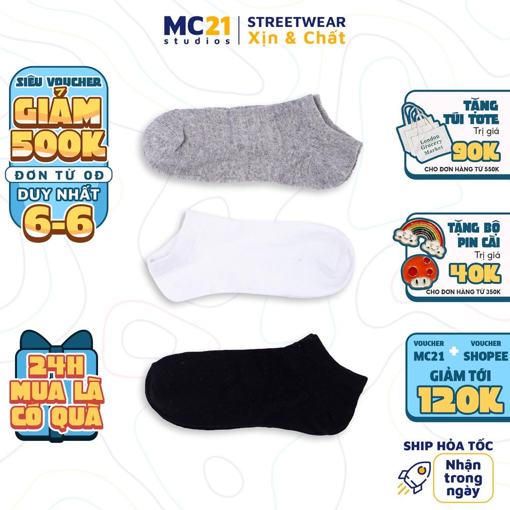 Tất cổ ngắn nam nữ MINIONCLOTHING trơn chất vải mềm thoáng khí vớ cổ cao unisex phong cách Hàn Quốc S2904
