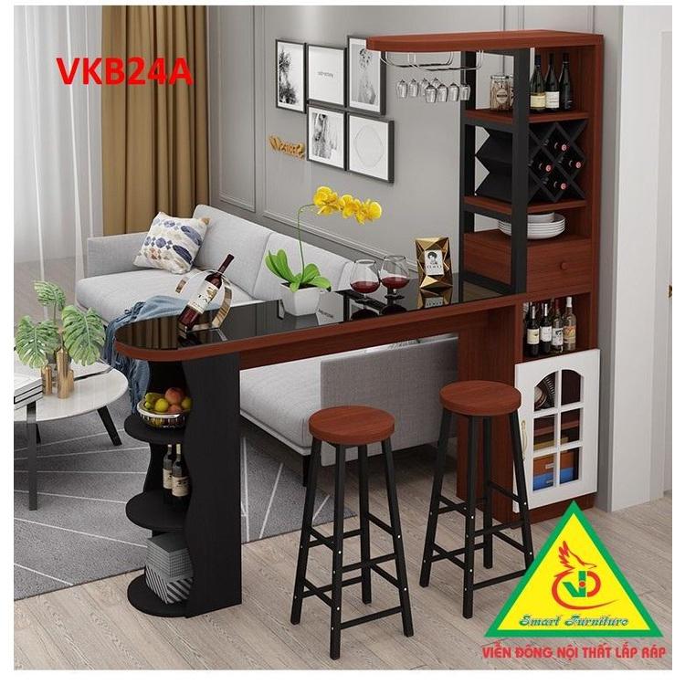 Quầy bar mini, quầy bar nhà bếp kết hợp tủ rượu VKB024A ( không kèm ghế) - Nội thất lắp ráp Viendong Adv