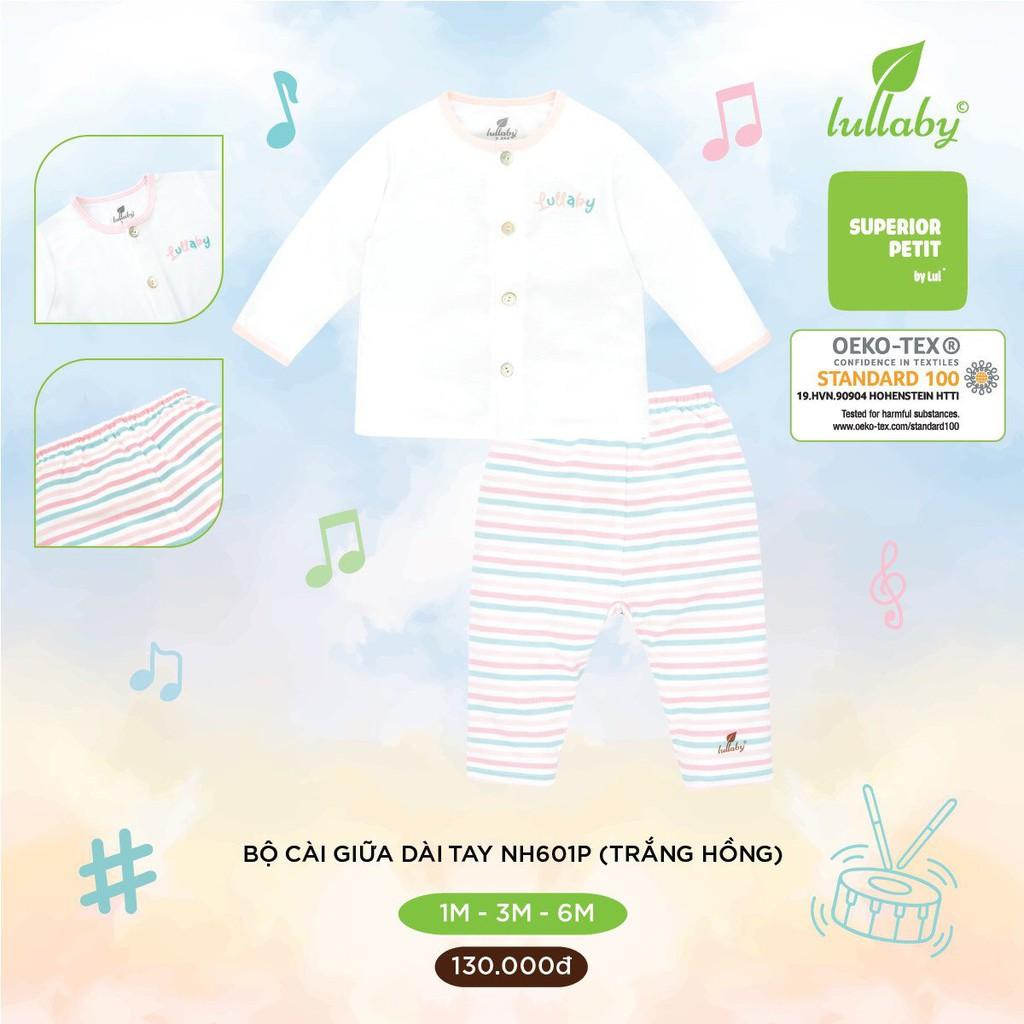 Bộ sơ sinh cài giữa Lullaby, quần áo sơ sinh vải peptit cao cấp