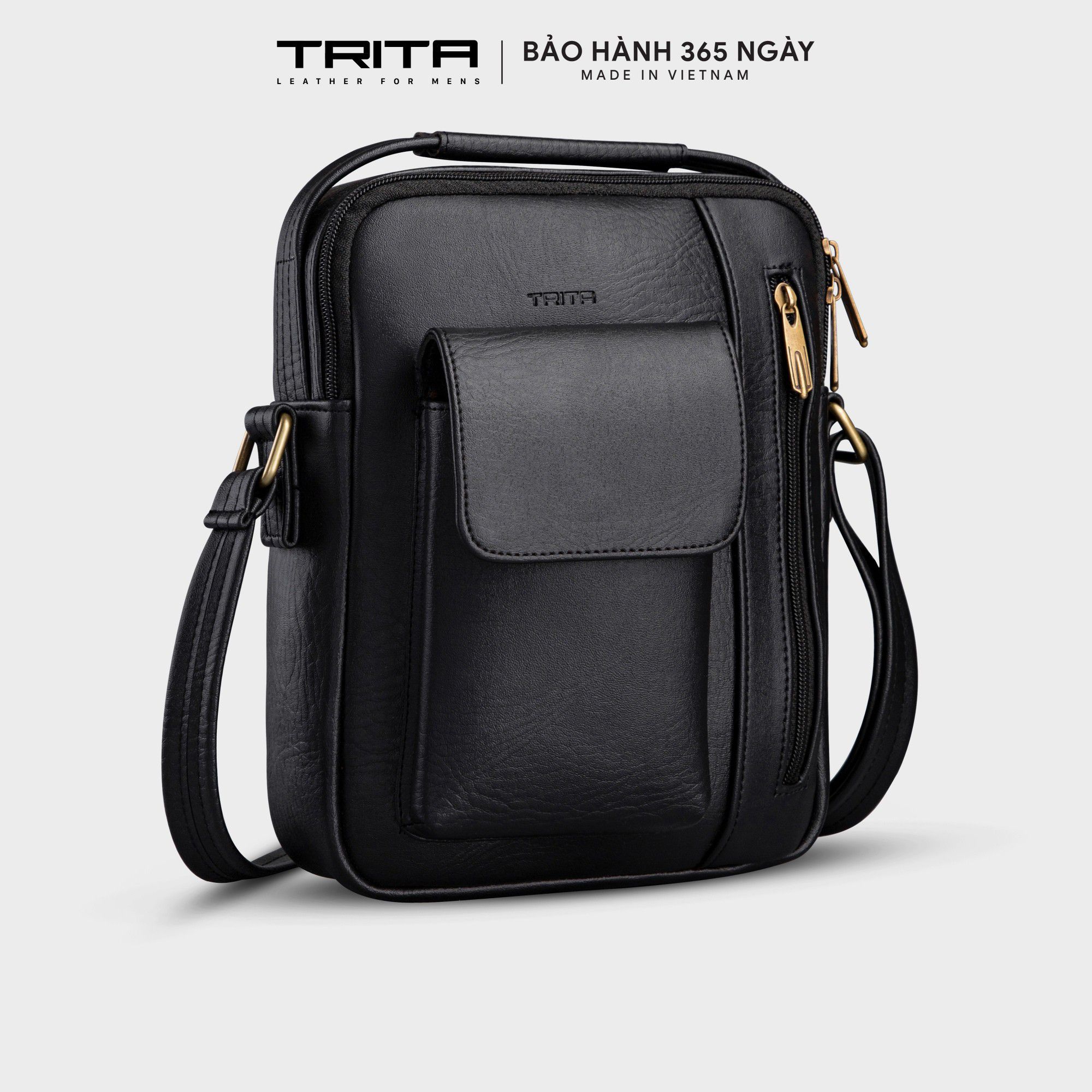 Túi Trita ( Thời trang nam phối ngăn - Túi đeo chéo da RTN3 )
