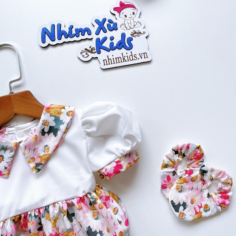 Body Cổ Sơ Mi Hoa Lụa Mềm - Mát Cho Bé Gái 3 Đến 12kg