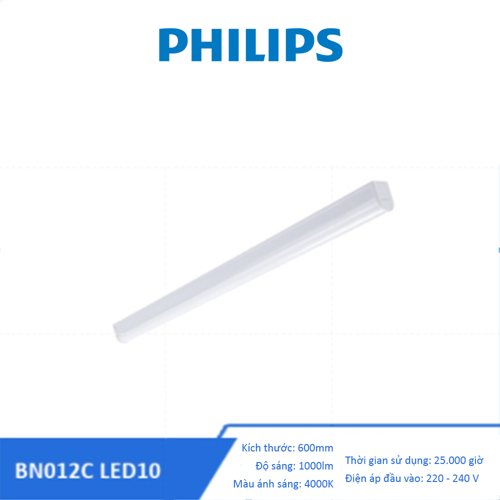 Bộ máng đèn Philips LED Batten BN012C LED10/NW L600 T8 G1