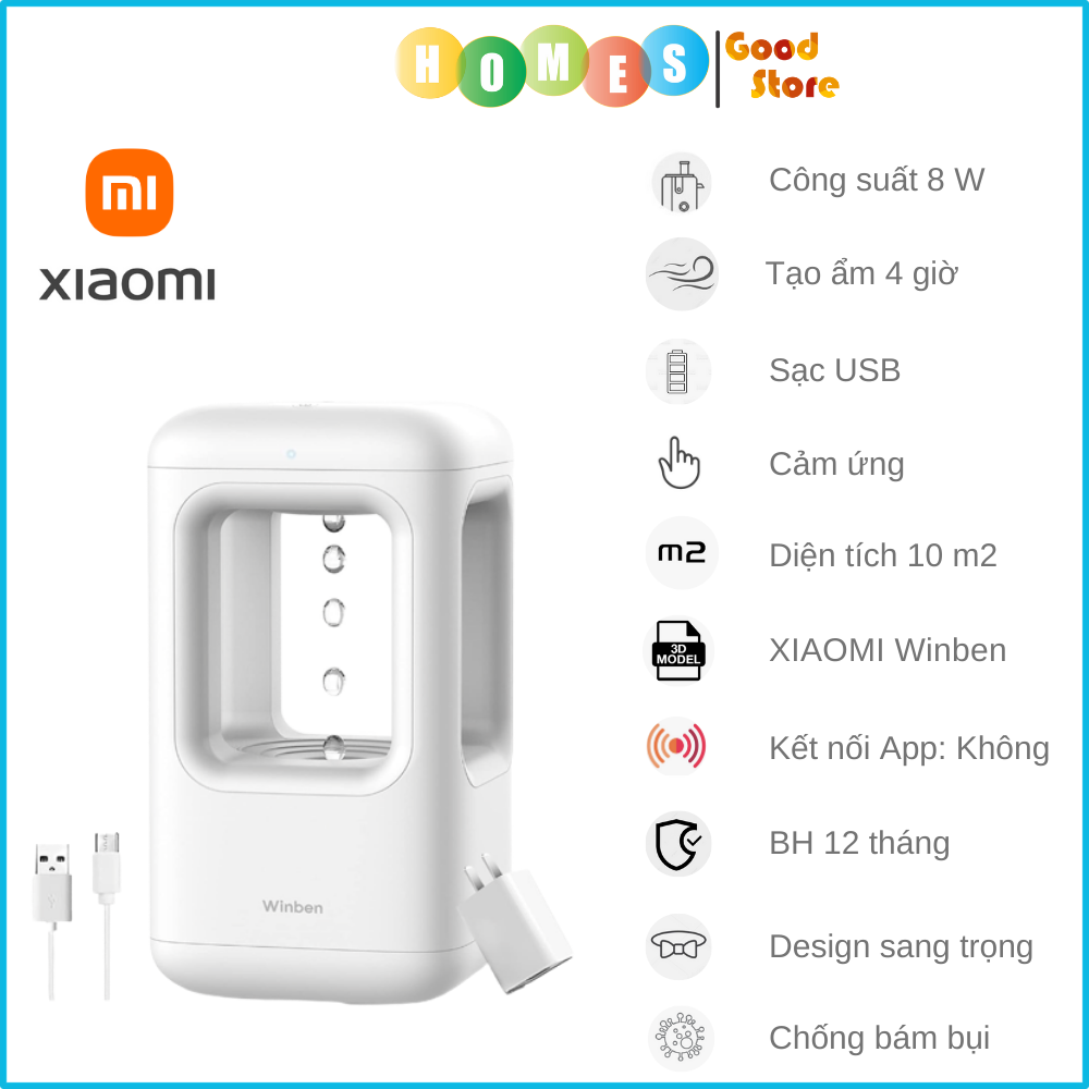 Máy Tạo Ẩm Xiaomi Winben Anti-Gravity Tạo Ẩm Tự Nhiên Không Tạo Sương Tự Động Làm Sạch Dung Tích 0.5 Lít - Hàng Chính Hãng