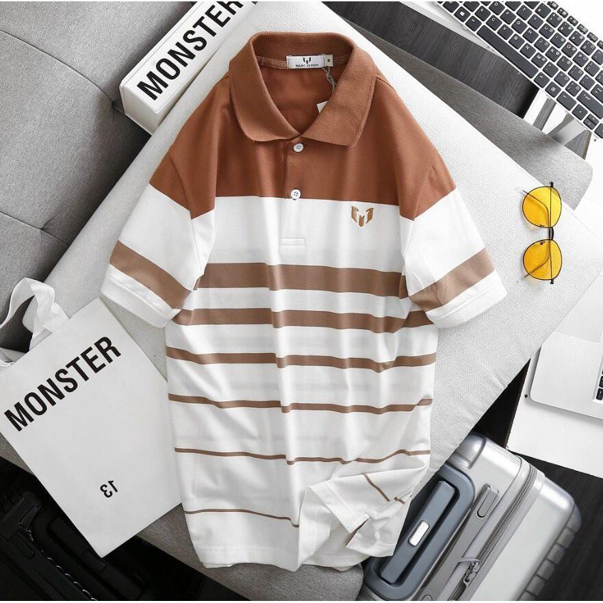 ÁO THUN NAM COTTON CỔ BẺ CÓ TÚI PHỐI SỌC