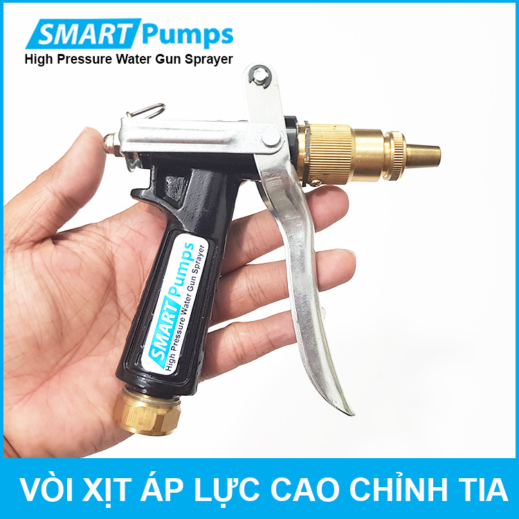 Súng xịt áp lực cao chỉnh tia ren trong 22mm kim loại Smartpumps