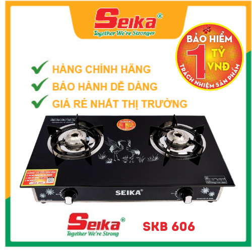 Bếp Gas Đôi Mặt Kính Seika SKB606 - Hàng Chính Hãng