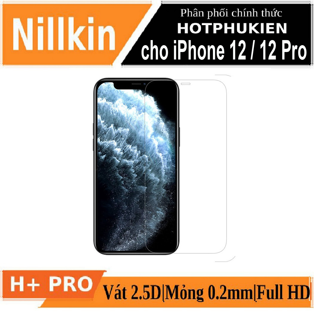 Hình ảnh Miếng dán màn hình kính cường lực cho iPhone 12 / iPhone 12 Pro (6.1 inch) hiệu Nillkin Amazing H+ Pro mỏng 0.2 mm, vát cạnh 2.5D, chống trầy, chống va đập - Hàng chính hãng