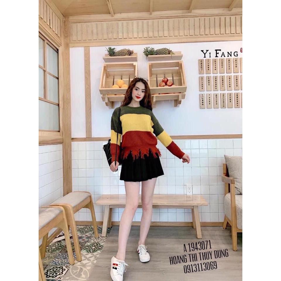 ÁO LEN RÁCH LAI PHỐI MÀU HÀNG NHẬP QC XỊN XÒ
