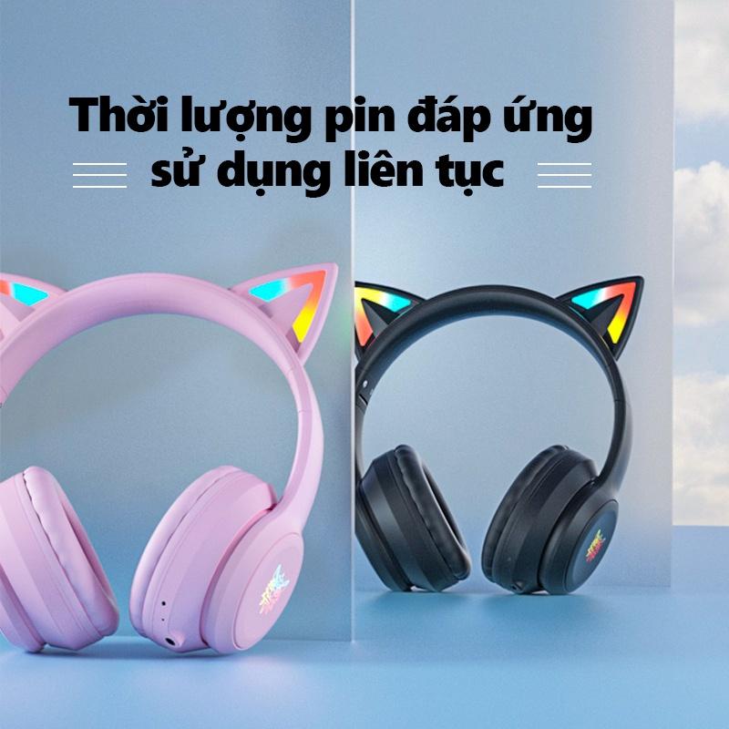 Tai nghe chơi game không dây Bluetooth tai mèo ONIKUMA B90 Đen với micrô có thể thu vào đèn RGB