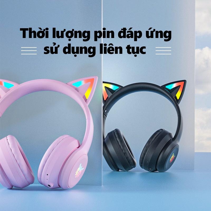 Tai nghe chơi game không dây Bluetooth tai mèo ONIKUMA B90 Đen với micrô có thể thu vào đèn RGB [Hàng chính hãng]