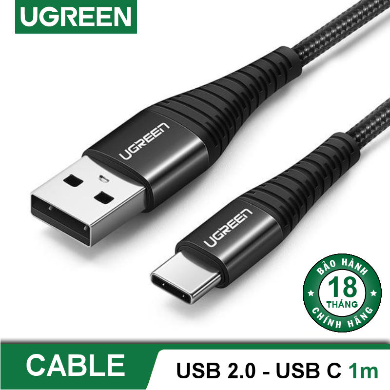 Cáp sạc nhanh UGREEN US301 USB 2.0 sang USB type C dòng 3A dài 0.25-2m - Hàng nhập khẩu chính hãng