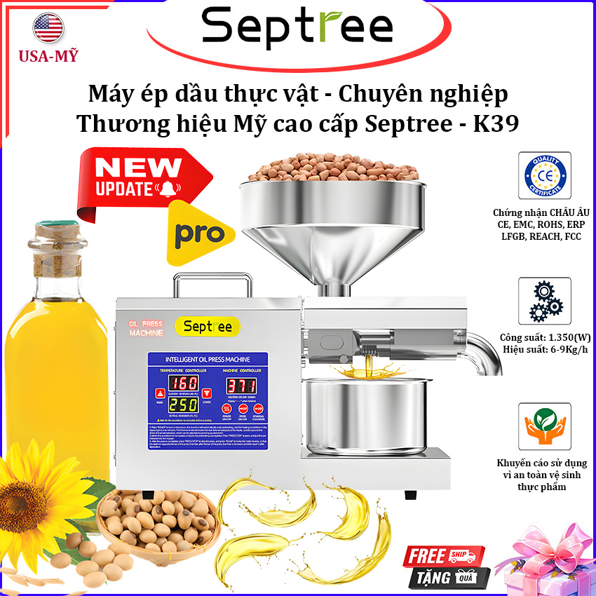 [ HÀNG NHẬP KHẨU] Máy ép dầu thực vật chuyên nghiệp nâng cấp hoàn toàn Septree K39 – Dùng cho gia đình, kinh doanh, nhà hàng, khách sạn