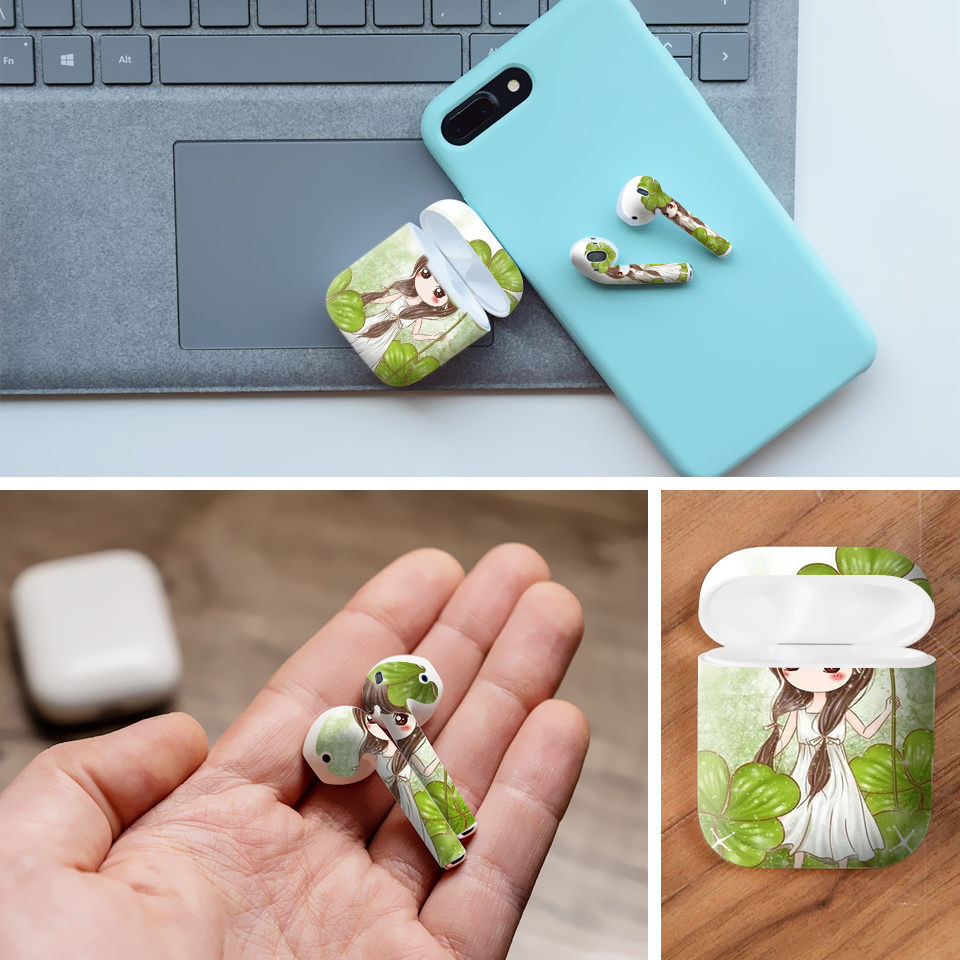 Miếng dán skin chống bẩn cho tai nghe AirPods in hình Chibi đẹp - Chib024 (bản không dây 1 và 2