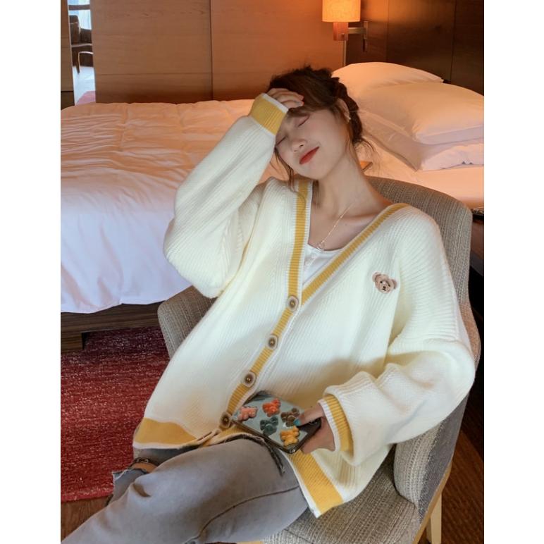 Áo khoác cardigan dệt kim tay dài dáng rộng thời trang dành cho nữ