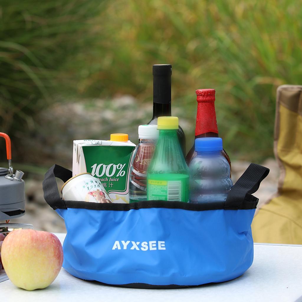 Lightweight Collapsible Portable Folding Durable Leak-Proof Outdoor Wash Basin Footbath Bucket Water Bag for Car Washing Camping Traveling