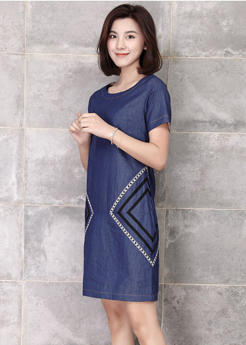Đầm Jean Nữ Suông Phối Kiểu Cách Điệu Thời Trang