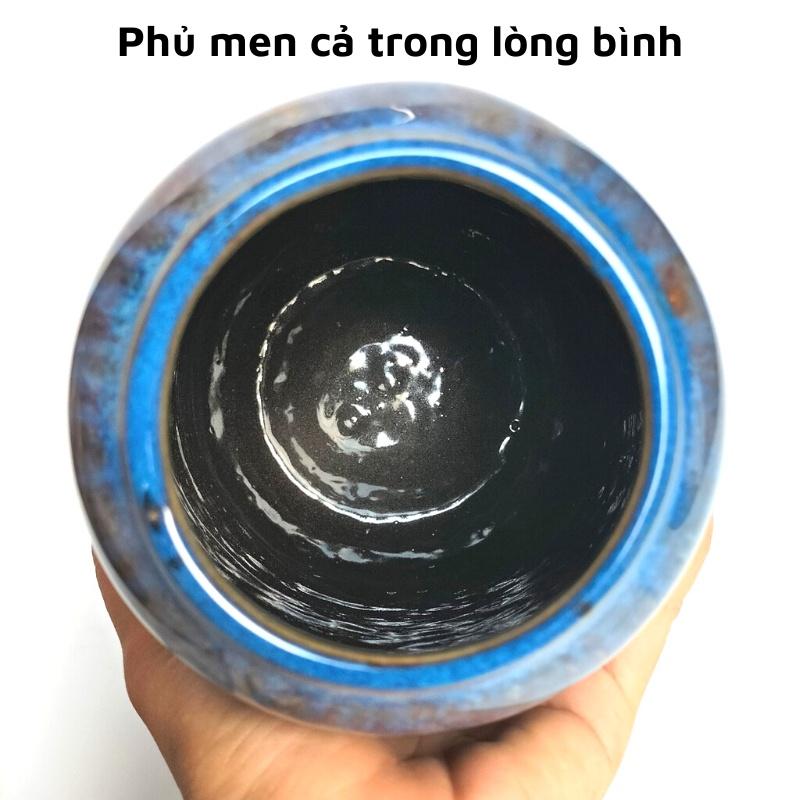 Bình hoa gốm sứ cao 22cm dáng Hạt Dẻ, lọ gốm sứ Bát Tràng, phong cách mộc mạc dùng cắm sen, các loại hoa dáng cao