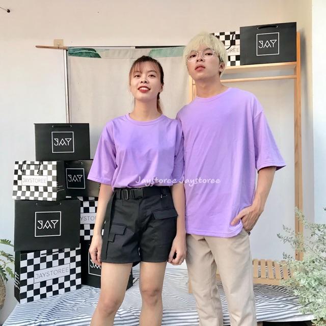 Áo Thun Trơn Unisex VÀNG/TÍM/XÁM/ĐEN/TRẮNG/NÂU/TAN form Nam Nữ unisex ️ Kiểu áo phông form rộng Jaystoree