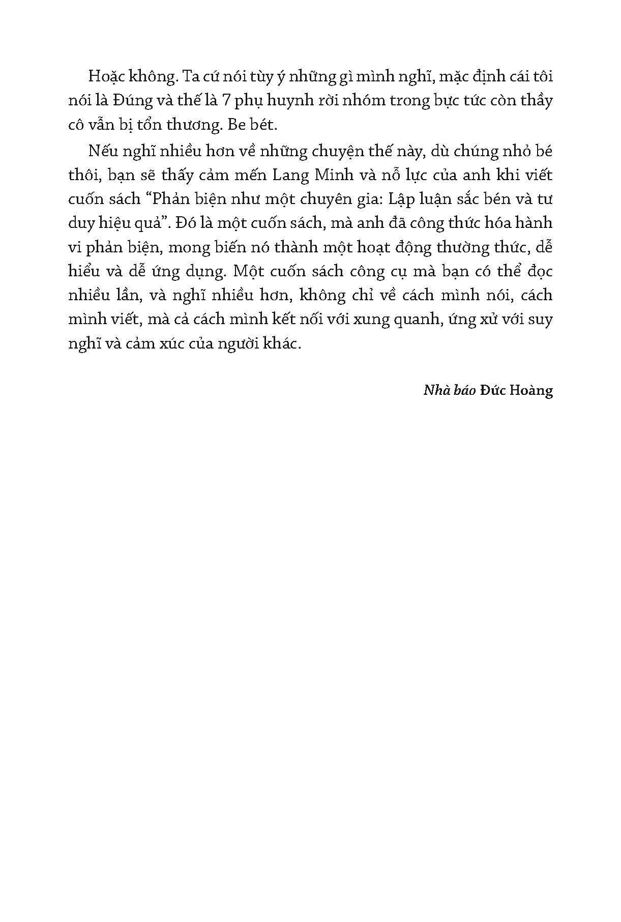 Phản Biện Như Một Chuyên Gia - Lập Luận Sắc Bén Và Tư Duy Hiệu Quả