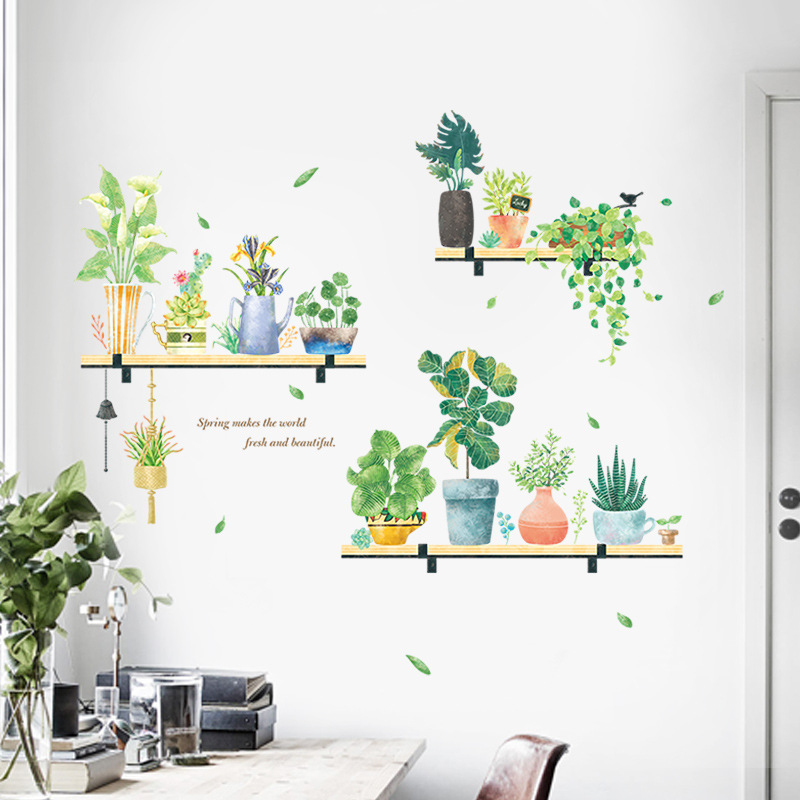 Sticker Giấy Dán Tường Decal Dán tường Tranh Dán Tường Trang Trí Tường Mẫu Cay cảnh và kệ dài ZH-1005