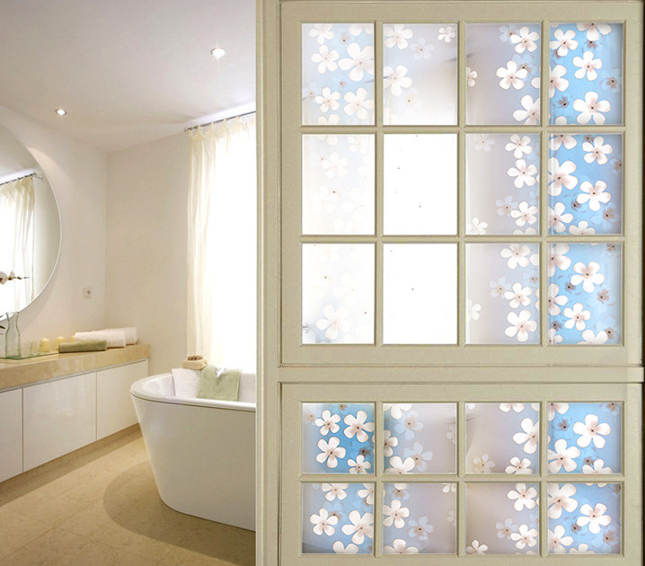 Combo 5 Mét Decal Giấy Dán Kính Hoa Lài Xanh Dương