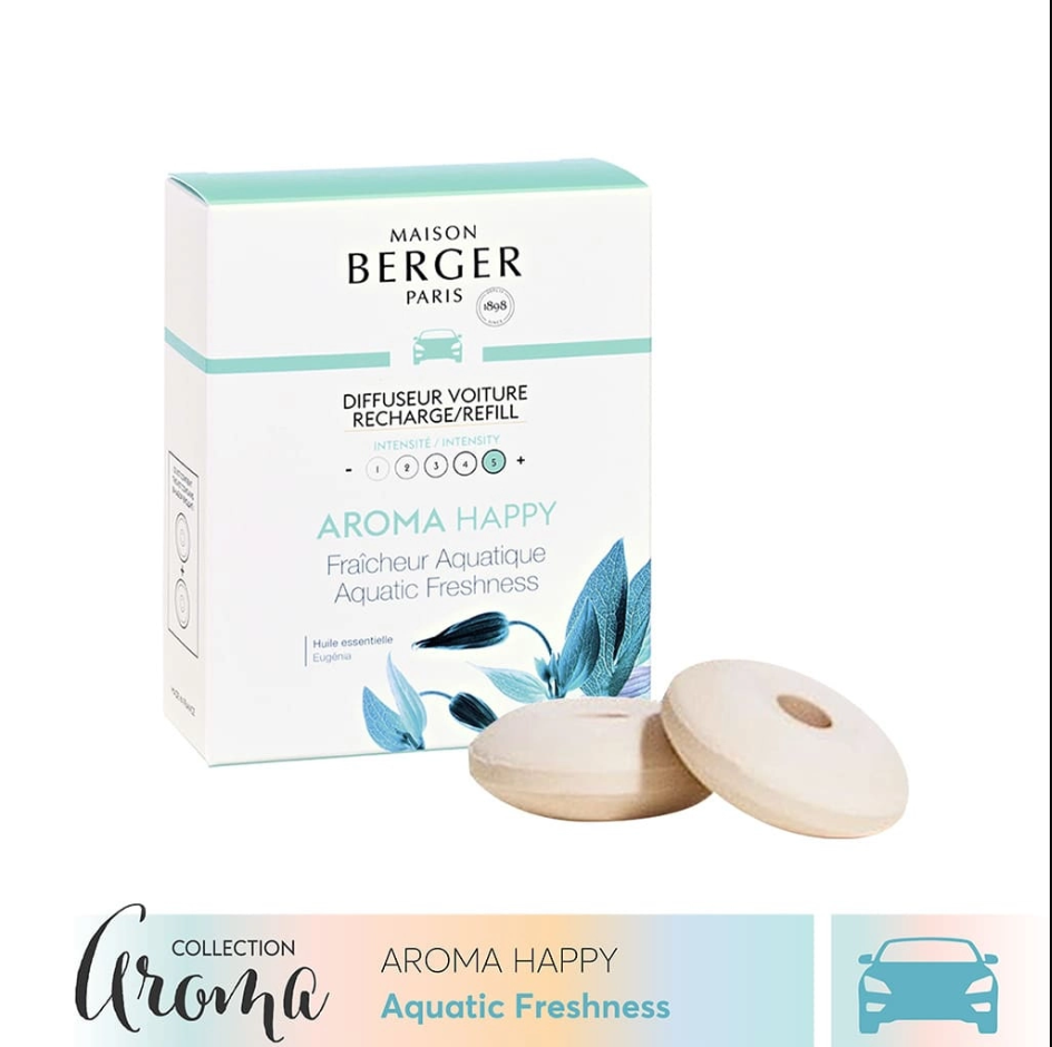 Maison Berger - Bộ tinh dầu xe hơi hương Aroma Happy - 2 cái