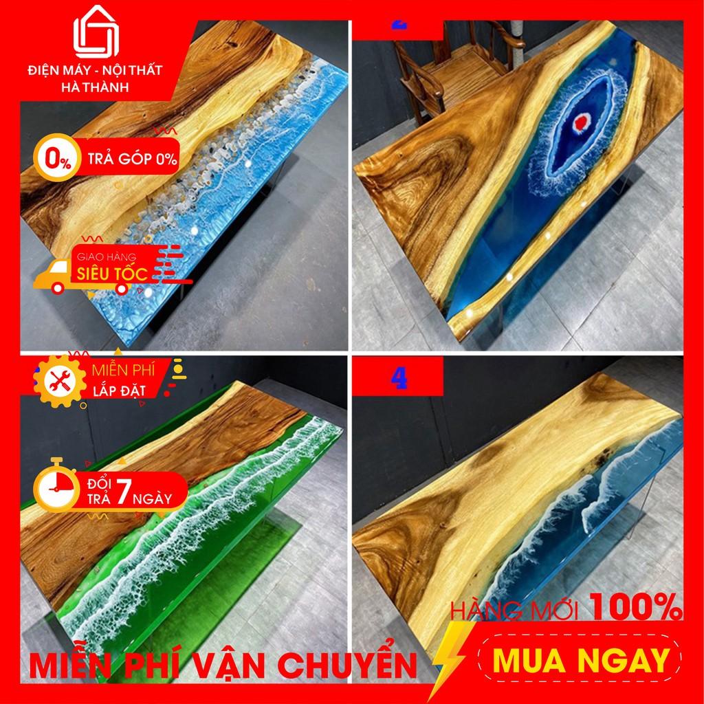 Mặt bàn Resin- Bàn chữ nhật gỗ me tây, Epoxy độc đáo