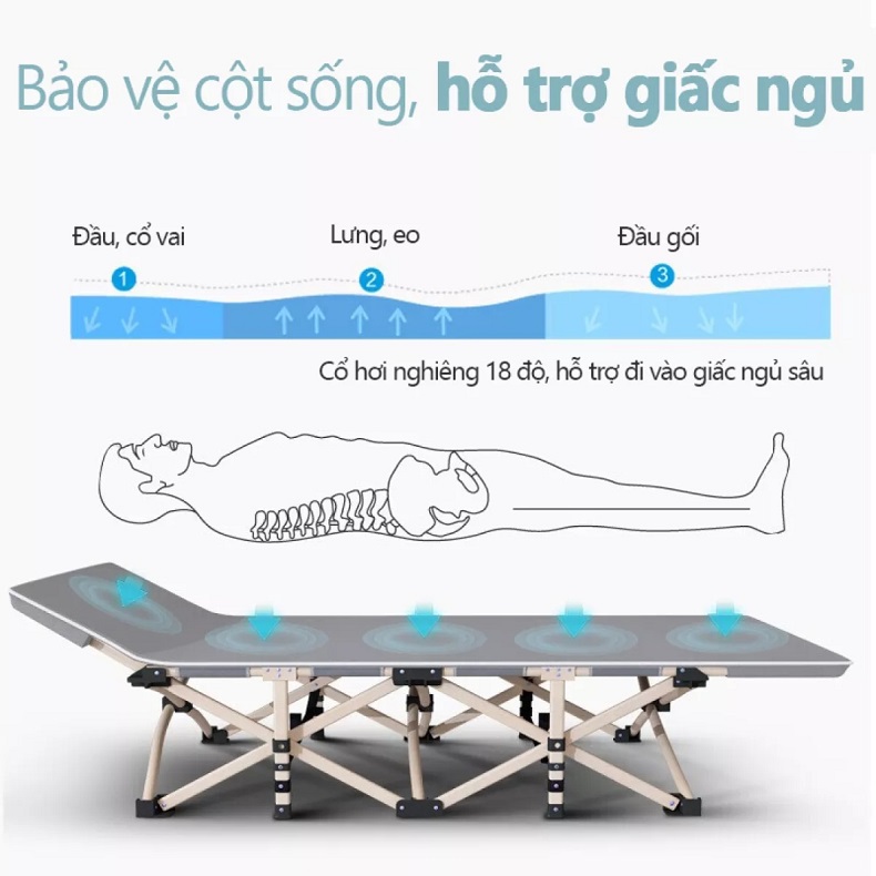 Giường xếp văn phòng ngủ trưa gấp gọn kích thước 67x180cm, giường gấp gọn nghỉ trưa tiện lợi cao cấp