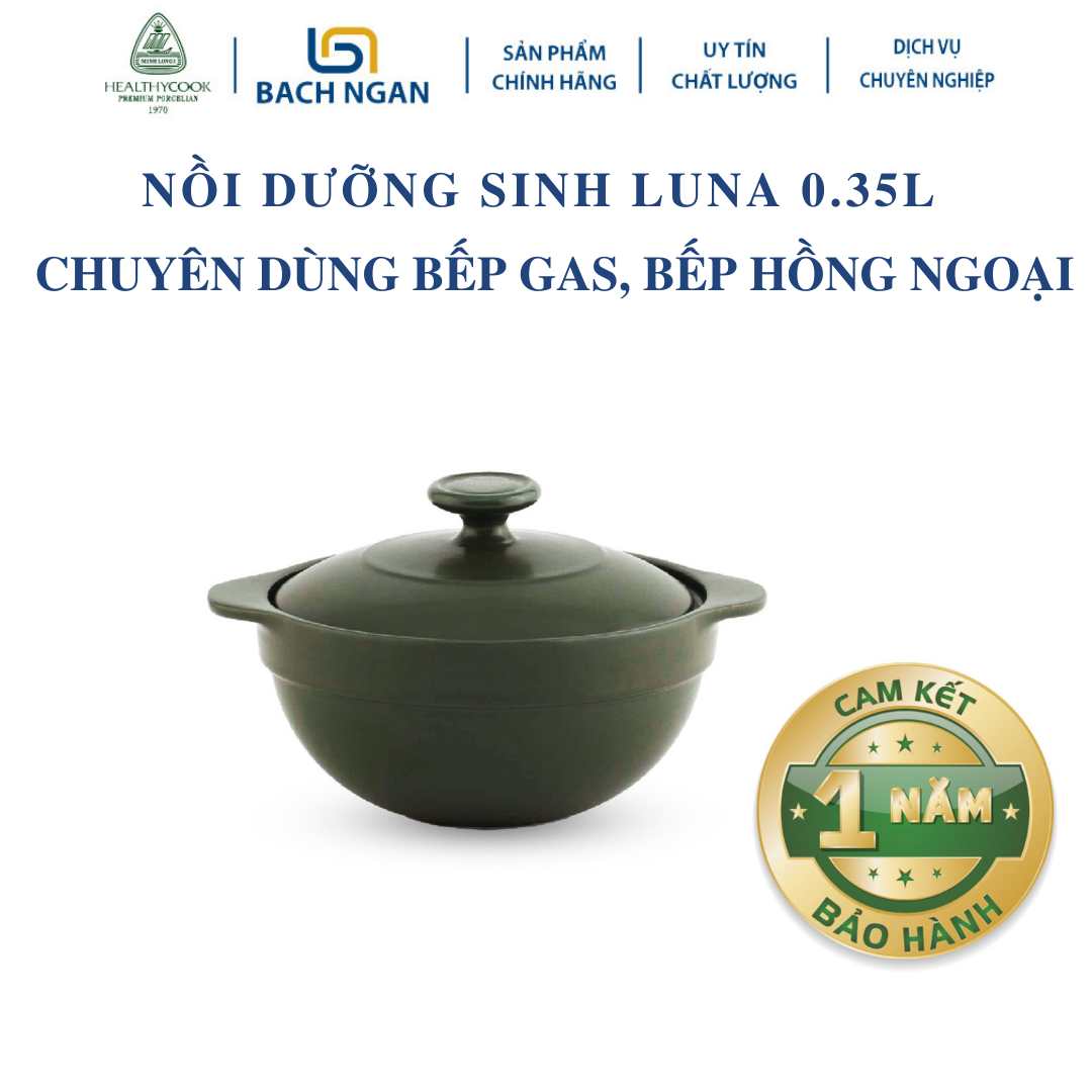 Nồi dưỡng sinh Luna 0.35L - Có nắp - dùng cho Bếp gas, bếp hòng ngoại - thích hợp kho cá, hầm cháo