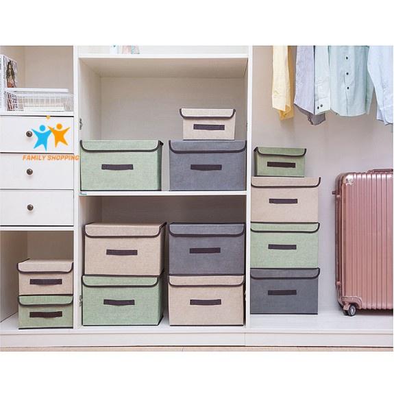 Combo 2 Hộp Vải Đựng Quần Áo - Hộp lưu trữ quần áo đồ lót đồ chơi đa năng – 8 Lít, 18 Lít tiện dụng – BLUE DEER