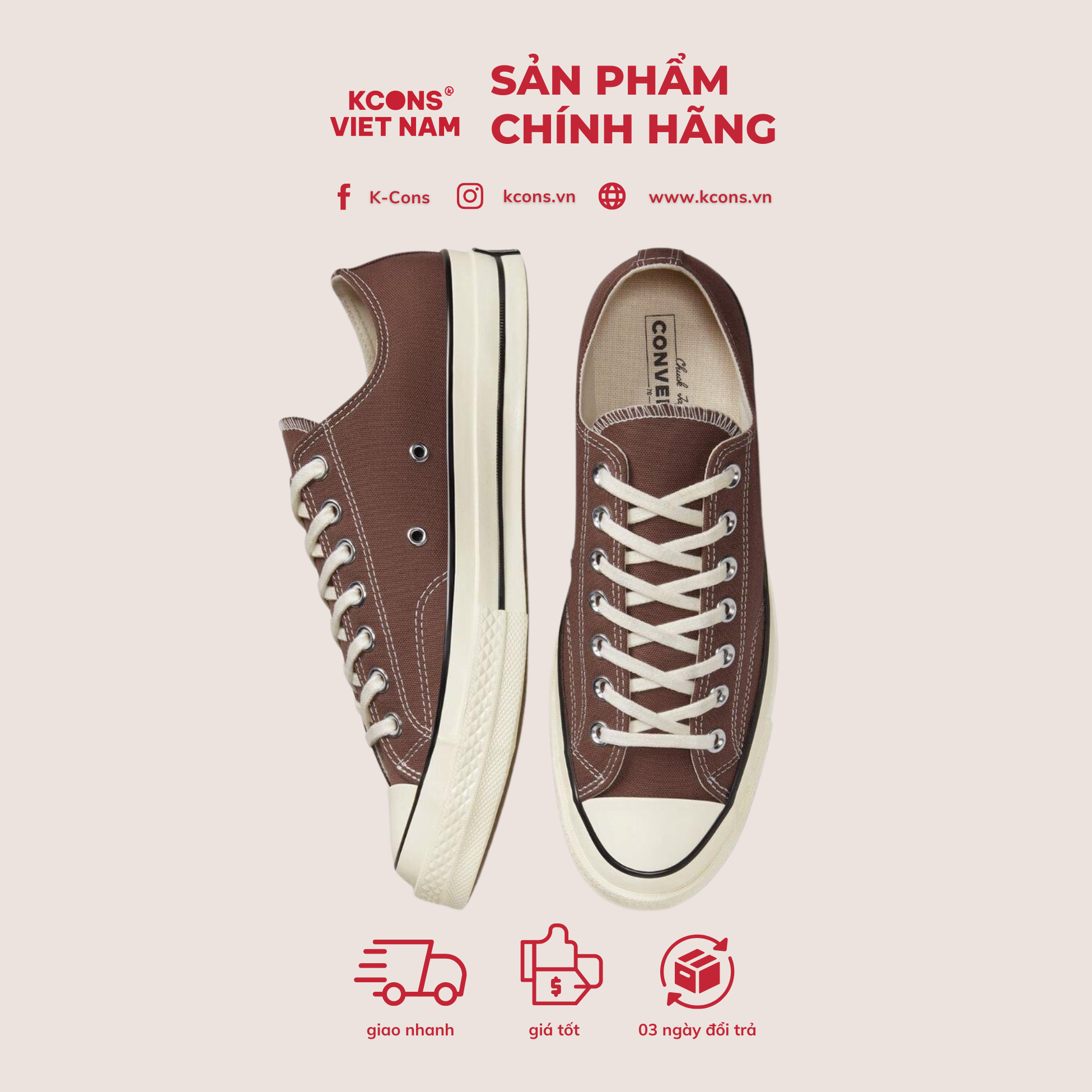 Giày Converse 1970s Dark Brown Cổ Thấp A02768C