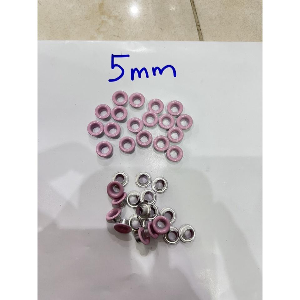 Khoen ore 5mm Khuy bấm giày thể thao trang trí thủ công Bằng Nhôm bọc sơn Nhiều màu Túi 100 cái Có long đền