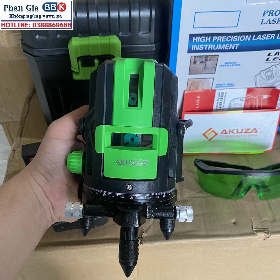 Máy cân bằng laser xanh 5 tia siêu sáng AKUZA