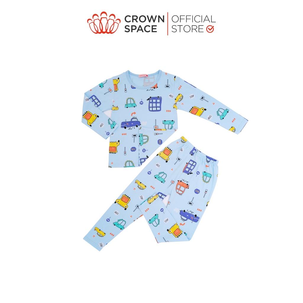 Bộ Mặc Nhà Dài Tay Bé Gái Crown Space Cao Cấp - Cotton Thoáng Mát Họa Tiết Dễ Thương CKGL5911713 Size 17-33Kg