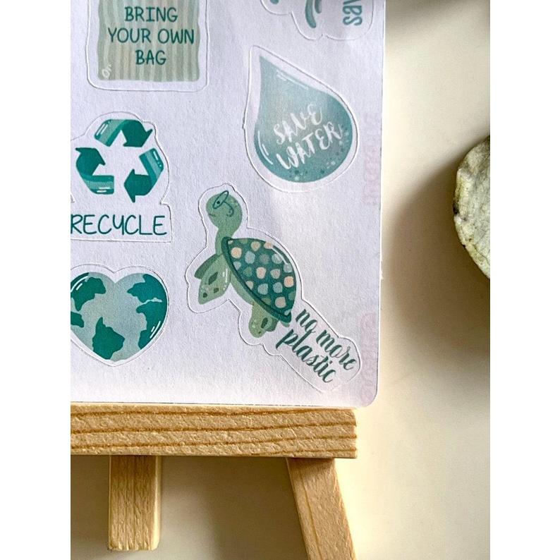 Sticker tự thiết kế - sticker sheet save the earth - hình dán sổ, nhật kí bullet journal - unim027