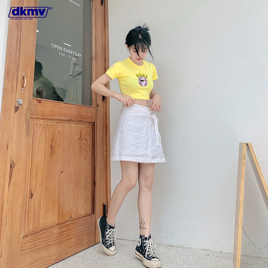 Áo croptop nữ ôm body màu vàng | DKMV Croptop Please-Yellow