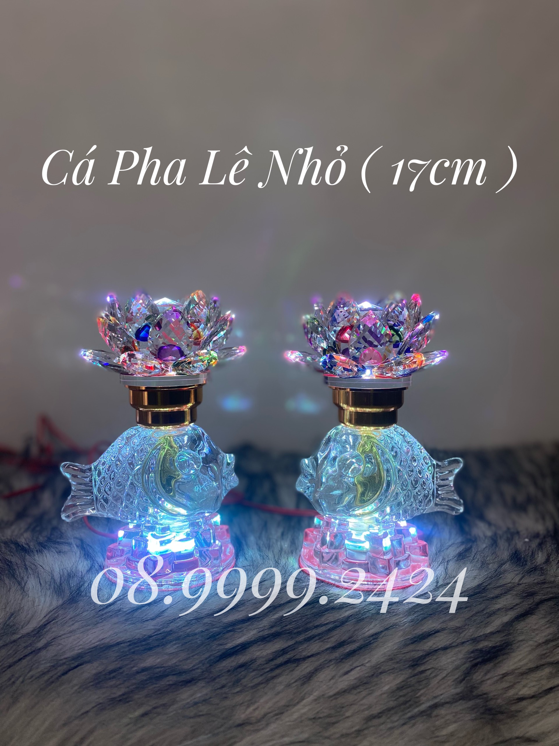 ĐÈN THỜ CÁ PHA LÊ CAO CẤP ( NHỎ ) 17cm (1 CẶP)