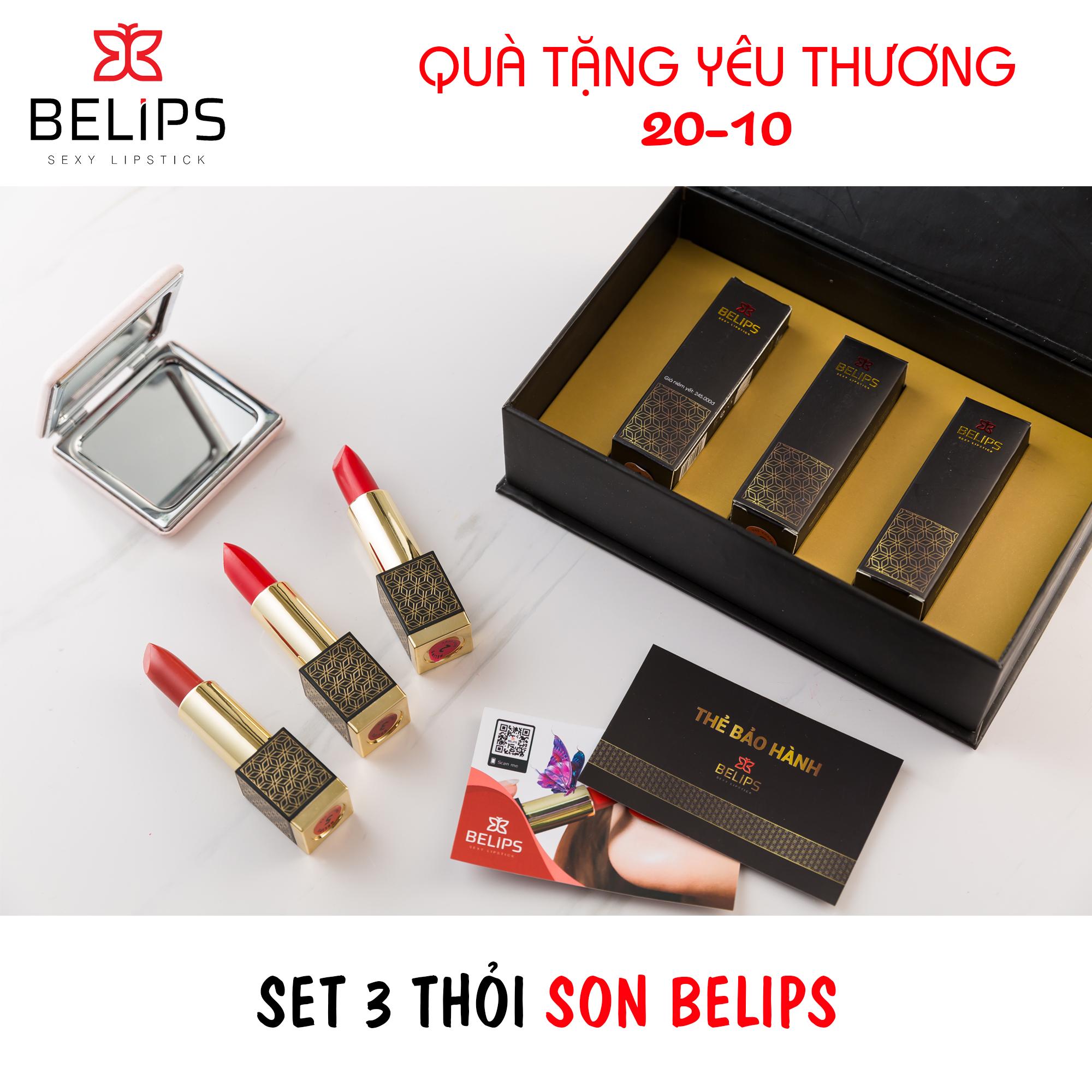 Set son Belips 3 thỏi - Bộ quà tặng yêu thương - Son môi 100% thành phần tự nhiên, không chứa chì, bà bầu cũng dùng được