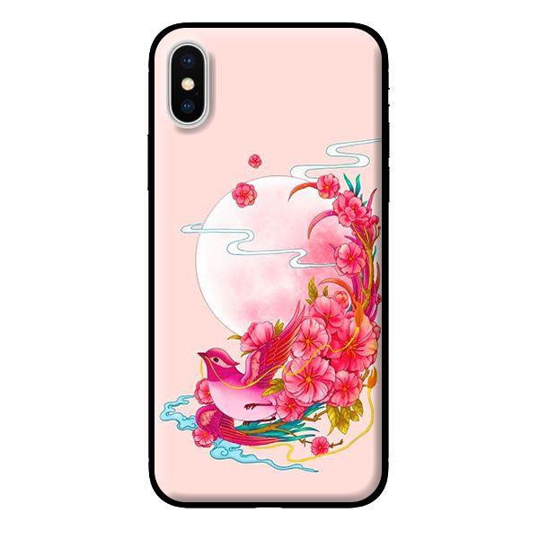 Ốp in cho iPhone X Chim Nền Hồng - Hàng chính hãng