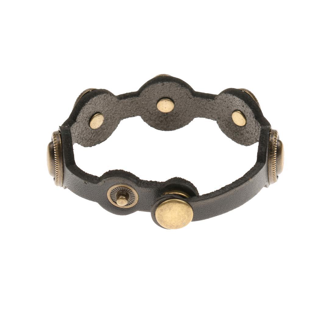 Punk Rock Black Leather Men\'s Bangle Bracelet Adjustable