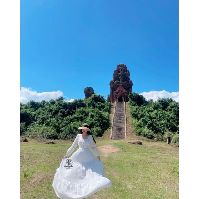 HOANGYEN - Skies Dress đầm đũi trắng tay dài viền ren