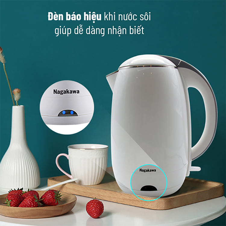Ấm Đun Siêu Tốc 2 Lớp Nagakawa NAG0314 - Hàng Chính Hãng